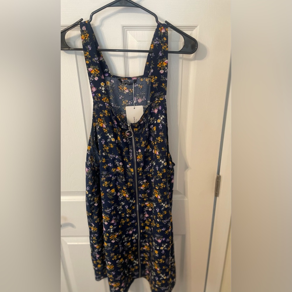 Ditsy Floral Zippered Overall Dress - Bloomchic